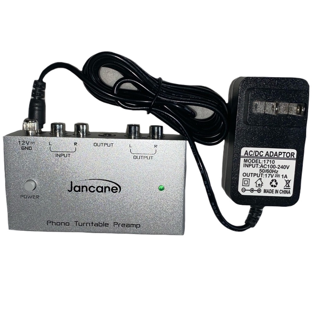 Jancane Phono Turntable Preamplifier w/RCA
Input, RCA/TRS Output 12V DC Adapter